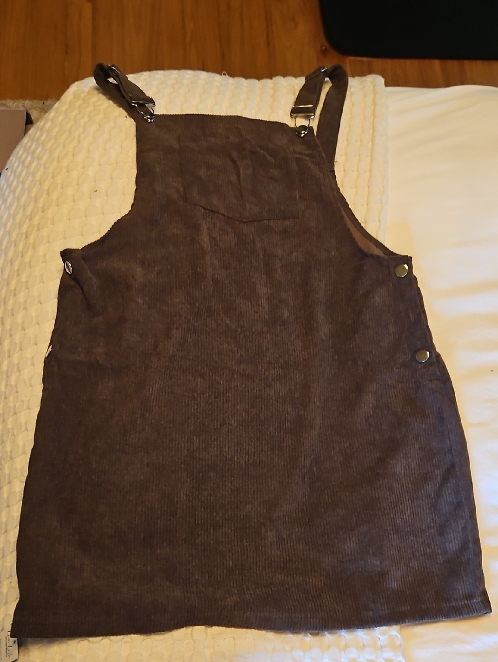 Corduroy Pinafore Dress in Olive Green Size Medium